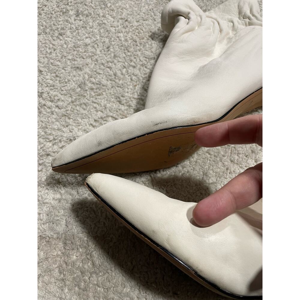 Dolce Vita Womens Sz 10 Rain Ankle Boot White Leather Pull On Ruched Pointed Toe - Picture 7 of 15